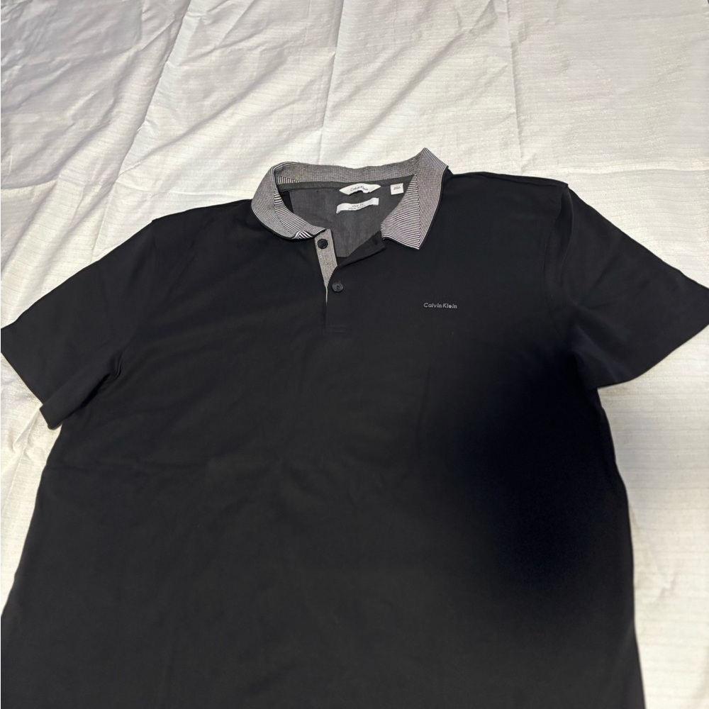 Calvin Klein Black Polo with Gray Collar
